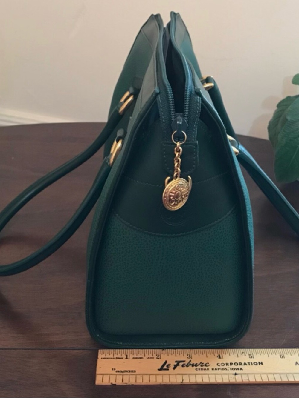 Authentic GUCCI Emerald-Green Color Leather Tote Hand Bag Pre-owned Very Good+ - Picture 14 of 14